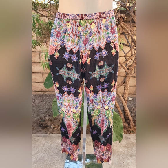 New SMALL fit XS ? women CLEOBELLA boho lounge pajama pants birds elastic waist - Picture 9 of 16